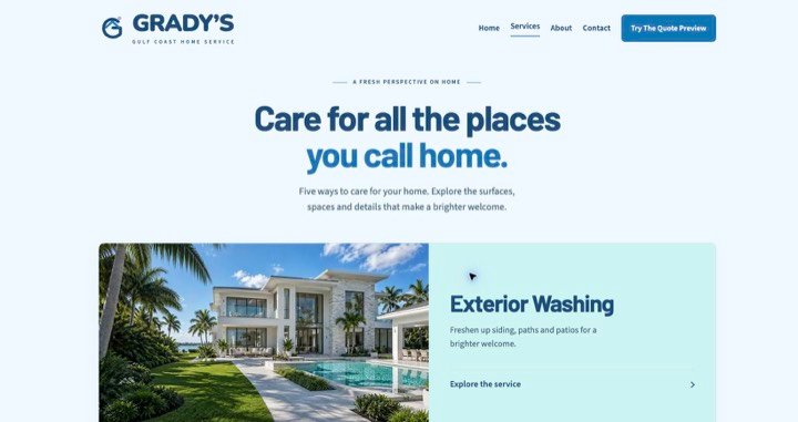 Actual demo services page illustrating ongoing care